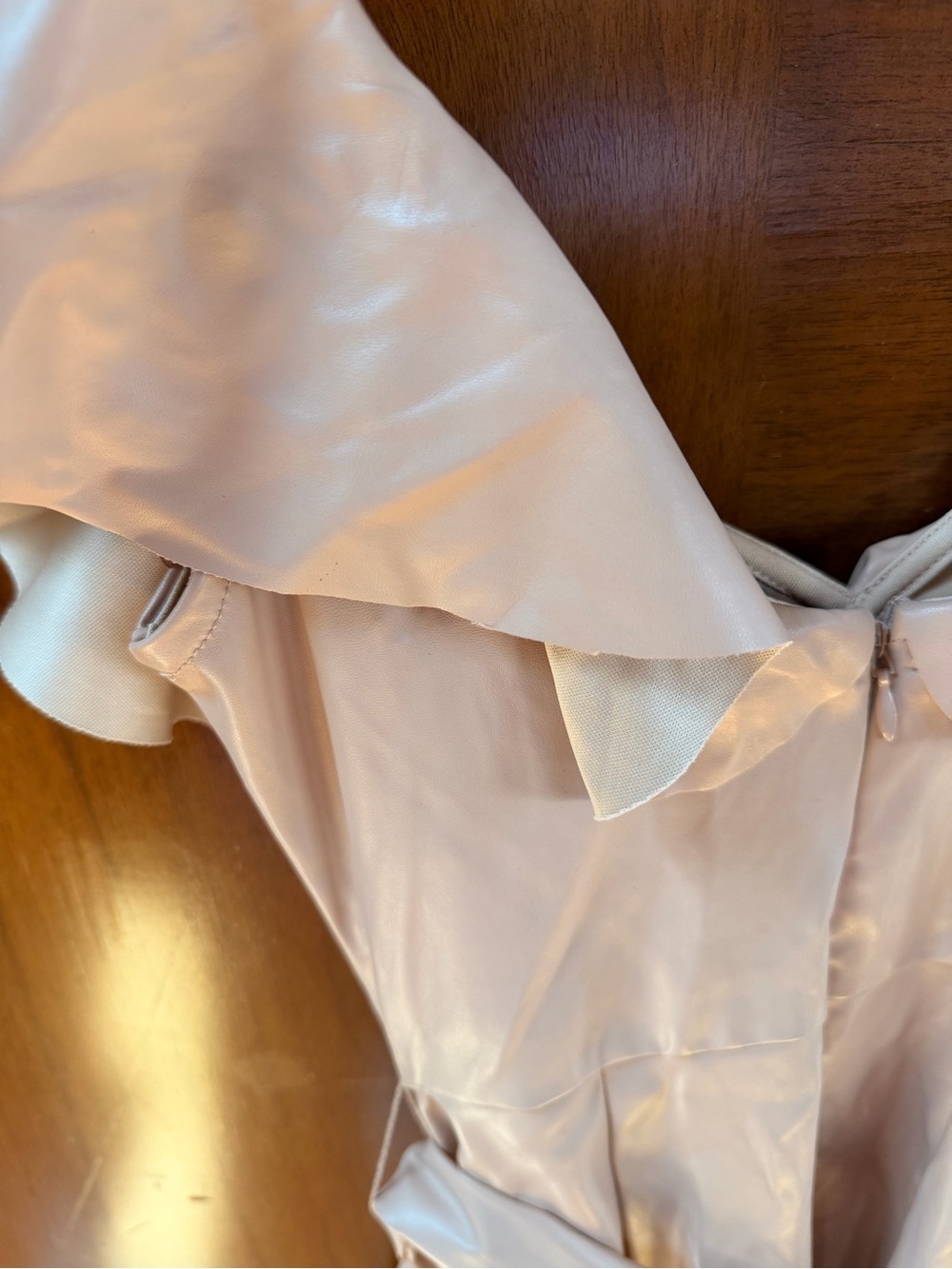 BEBE Tan Vegan Leather Ruffle Dress - Picture 4 of 6